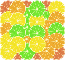 Image showing fruits of an orange, a lemon, grapefruit and lime