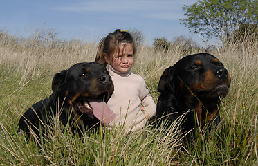 Image showing dangerous dogs and child