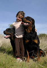 Image showing dangerous dogs and child