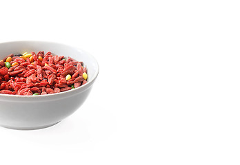 Image showing red dried goji berries traditional chinese herbal medicine