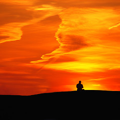 Image showing Man on sunset background