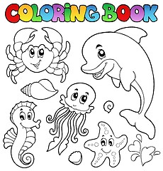 Image showing Coloring book various sea animals 2