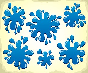 Image showing Various blue ink blots 1