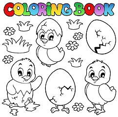 Image showing Coloring book with cute chickens