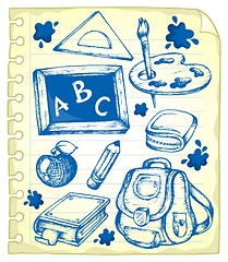 Image showing Notepad page with school drawings 1