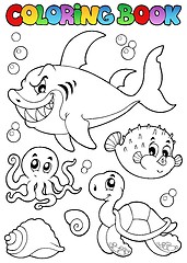 Image showing Coloring book various sea animals 1