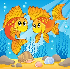 Image showing Two cute goldfishes