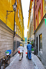 Image showing Along the street of The Old Town (Gamla Stan) in Stockholm