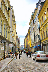 Image showing Along the street of The Old Town (Gamla Stan) in Stockholm