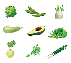 Image showing Set of green vegetables