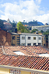 Image showing architecture historic district rooftops church La Candelaria Bog