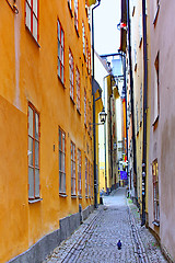 Image showing Along the street of The Old Town in Stockholm