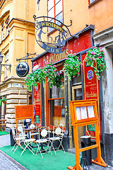 Image showing Pub on the street of The Old Town (Gamla Stan) in Stockholm