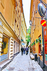 Image showing Along the street of The Old Town in Stockholm