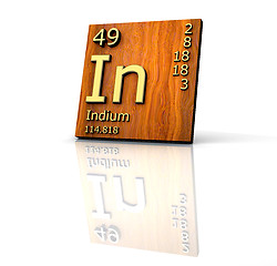 Image showing Indium form Periodic Table of Elements - wood board