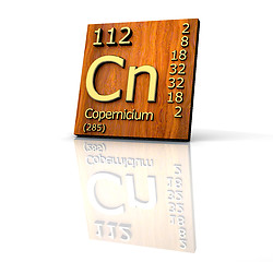 Image showing Copernicium Periodic Table of Elements - wood board