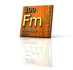 Image showing Fermium Periodic Table of Elements - wood board