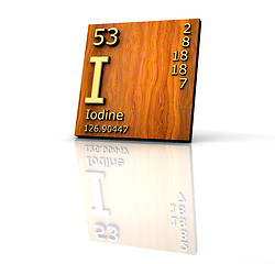 Image showing Iodine form Periodic Table of Elements - wood board
