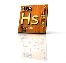Image showing Hassium Periodic Table of Elements - wood board