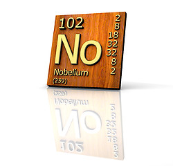 Image showing Nobelium Periodic Table of Elements - wood board