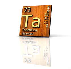Image showing Tantalum form Periodic Table of Elements - wood board