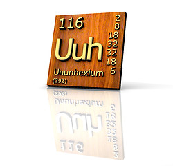 Image showing Ununhexium Periodic Table of Elements - wood board