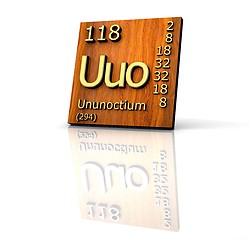 Image showing Ununoctium from Periodic Table of Elements - wood board