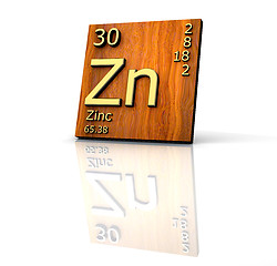 Image showing Zinc form Periodic Table of Elements  - wood board 