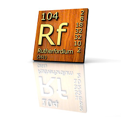 Image showing Rutherfordium form Periodic Table of Elements - wood board