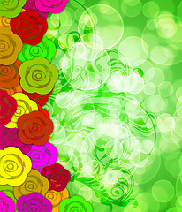 Image showing Colorful Roses Border with Blurred Background