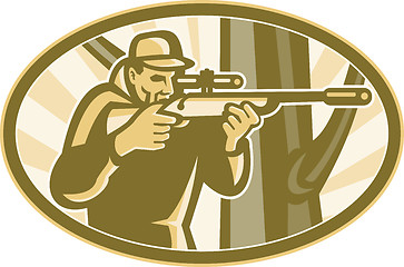 Image showing Hunter Shooter Aiming Telescope Rifle Retro