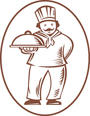 Image showing Chef Cook Baker Holding Dish Platter