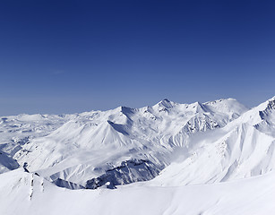 Image showing Panorama of snowy mountains. Caucasus Mountains, Georgia.