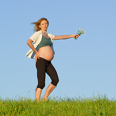 Image showing pregnant woman on meadow