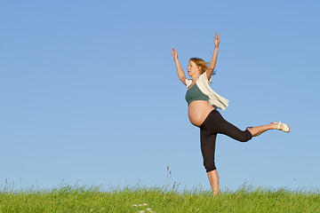 Image showing pregnant woman on meadow