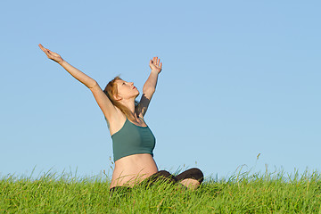 Image showing pregnant woman on meadow