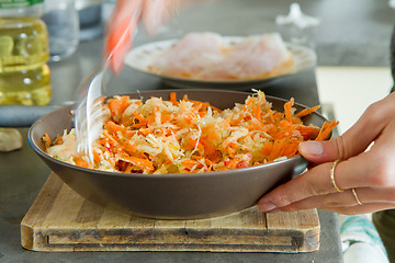 Image showing chef making salad