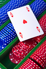 Image showing poker chips with ace