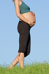 Image showing pregnant woman on meadow