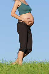 Image showing pregnant woman on meadow