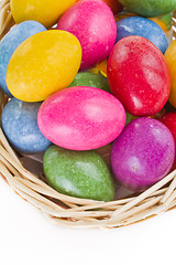 Image showing colorful easter eggs in basket