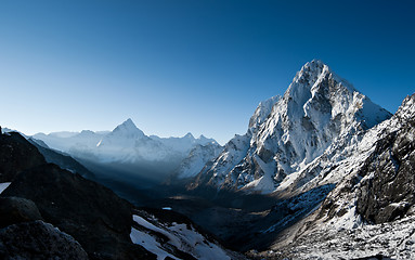 Image showing Cho La pass at dawn in Himalayas