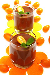 Image showing Chocolate mousse with kumquat.