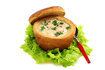 Image showing Potato soup with mushrooms.
