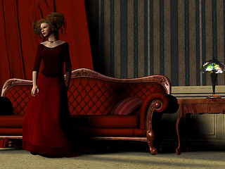 Image showing Lady in Red