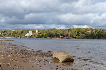 Image showing Volga River with cloudy sky