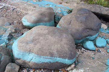 Image showing Dirty stones at riverbank