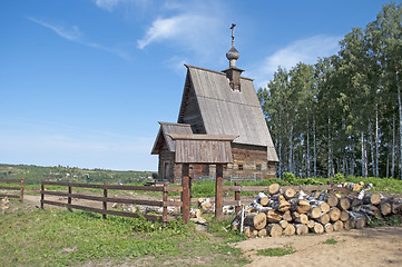 Image showing Wooden church on the Levitan's Mount. Ples, Russia