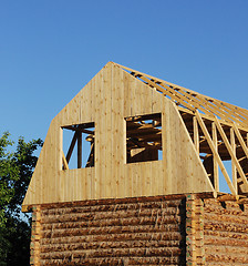 Image showing New wooden house construction