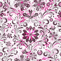 Image showing Seamless pink floral pattern